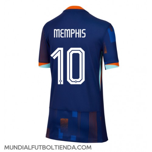 Camiseta Países Bajos Memphis Depay #10 Segunda Equipación Replica Eurocopa 2024 para mujer mangas cortas